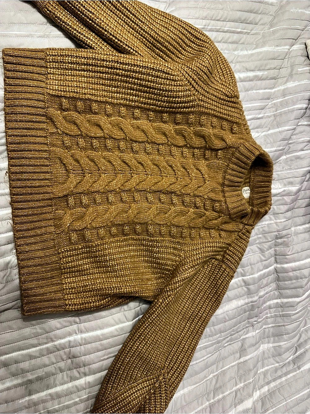 A New Day Brown Cable Knit Crewneck Sweater
